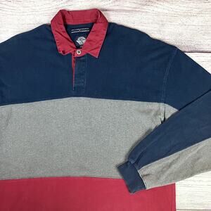 Vintage 1990s Dockers Color Block Rugby Long Sleeve Shirt